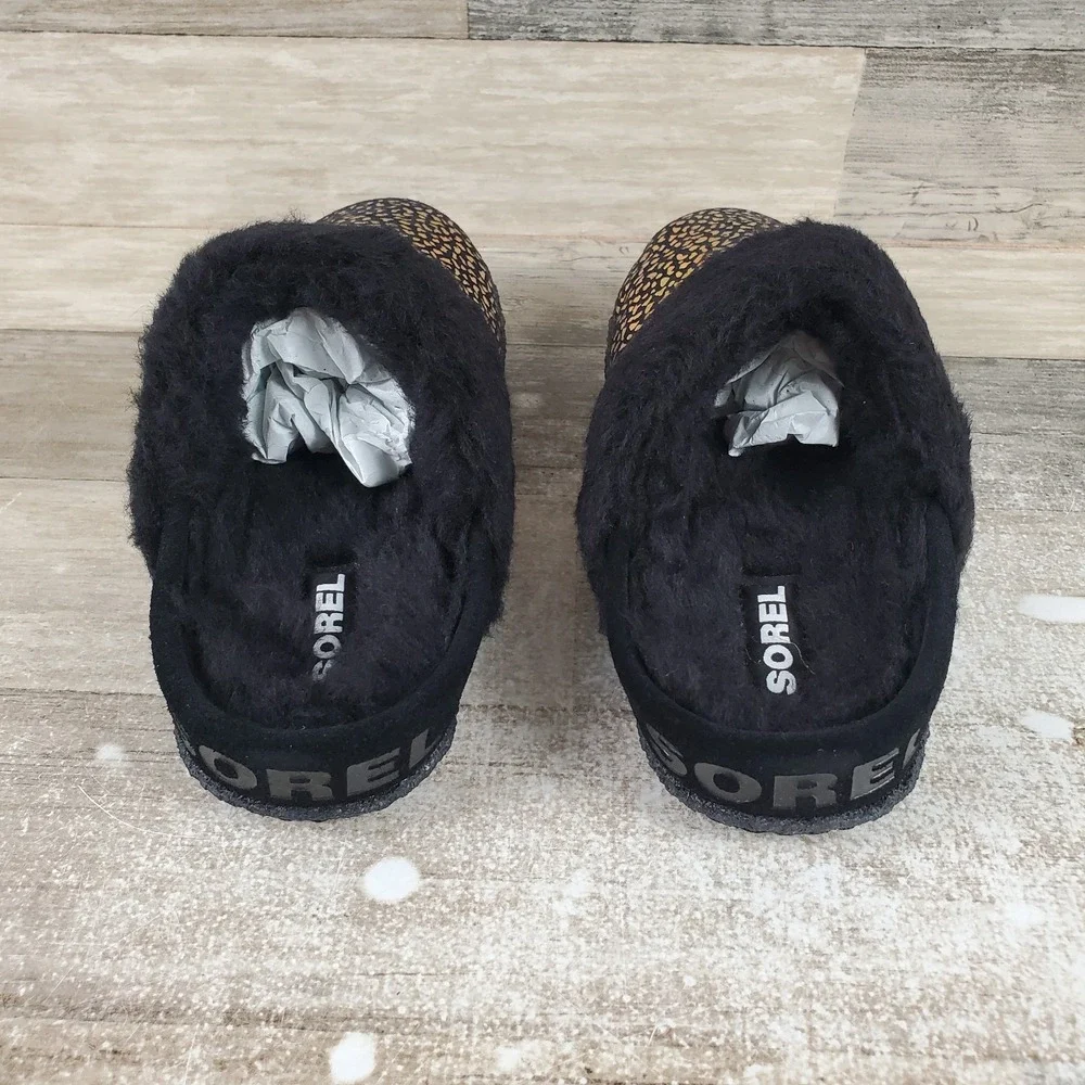 SOREL Nakiska Slide II Kids Slipper Sz 4 Black Metallic Star Slip On Round Toe